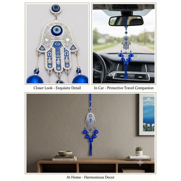 Hamsa Evil Eye Wall Hanging Wind Chime for Home & Car Protection